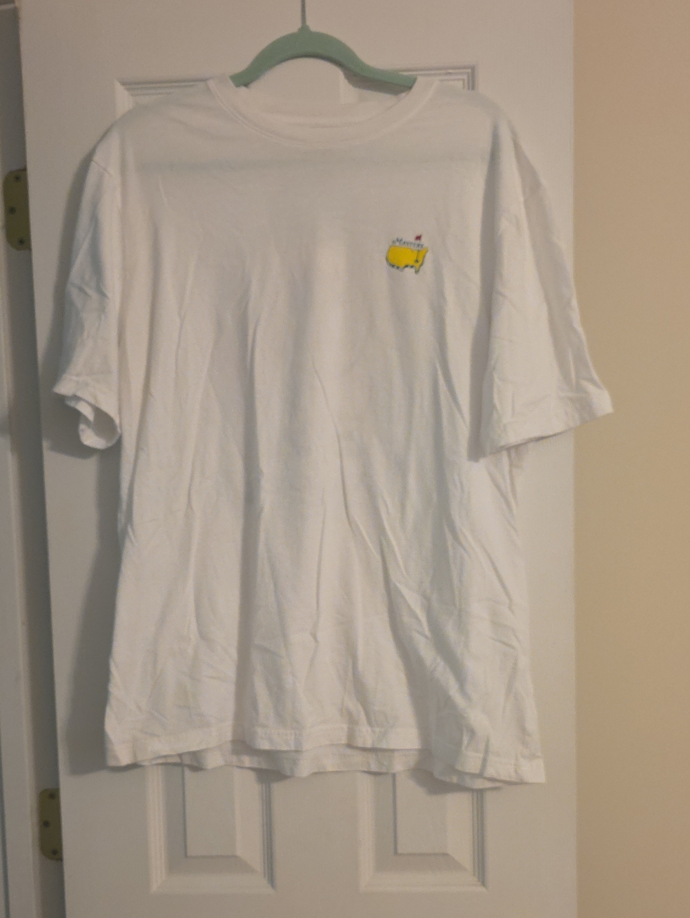 The MASTERS White Men's Short-Sleeve T-Shirt with Yellow Embroidery